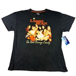 MTV Laguna Beach Graphic Tee Mens XL Black Mineral Wash The Real Orange County